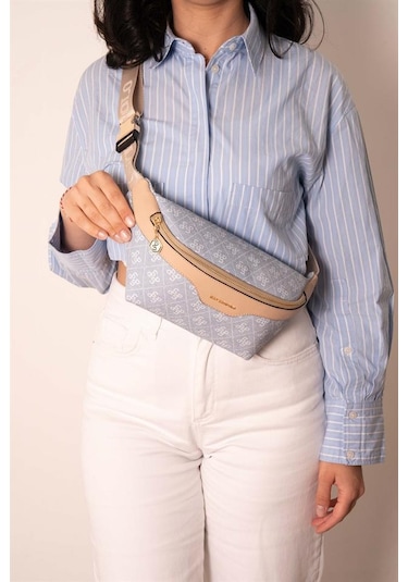 Silver Polo Sp1192 Kadın Bel Çantası Monogram Mavi-ten