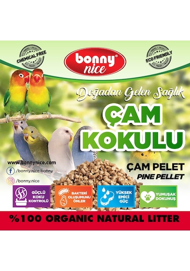 Bonny Nice Organik Çam Pelet Evcil Kuş Altlığı 5 Kg 9 l