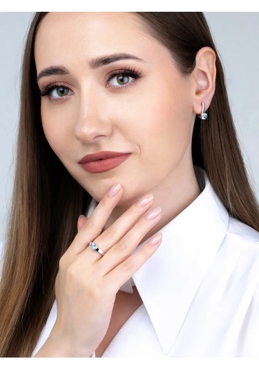 Uvelirnye Tradicii 925 Ayar Doğal Topaz Taşlı Sky Gümüş Yüzük 449138443 Gri