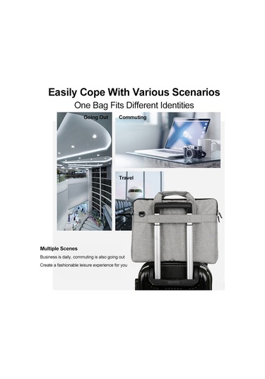 Xindoker Gri Oxford Kumaş 15.6" Laptop Çantası - Çift Çekmeceli, Yumuşak İç Döşeme, Valiz Kayışı İle Seyahat Ve İş İçin El/omuz Çantası Gri