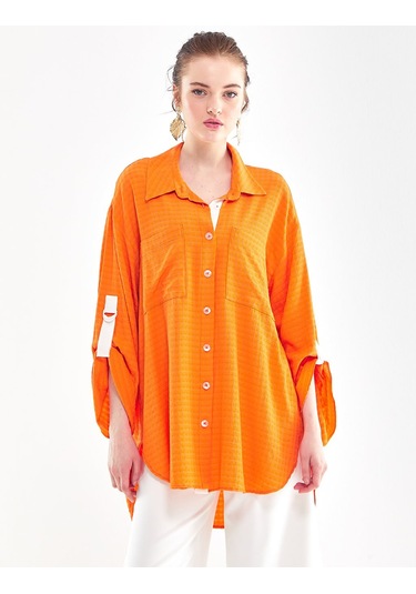 Çift Cepli Oversize Tunik-turuncu Turuncu