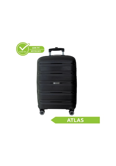 Vegmann Polipropilen Pp Atlas Siyah Büyük Boy Valiz Siyah