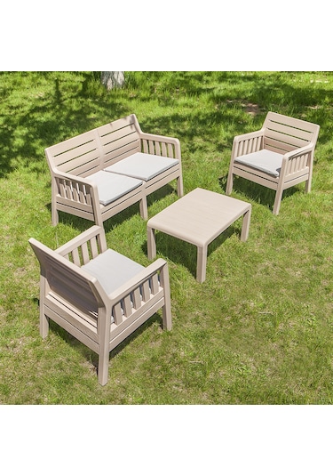 Lara 2+1+1 S Bahçe Balkon Takımı - Cappucino Kahverengi