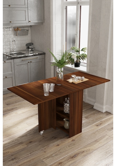 Dekorfim DF01102BR Pratik Katlanır Masa Mutfak ve Yemek Masası