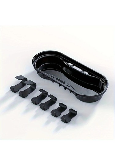 Globalbloom Siyah Metaliksiz Askılı Banyo Organizer Çok Bölmeli Duşakabin Üstü Raf Siyah