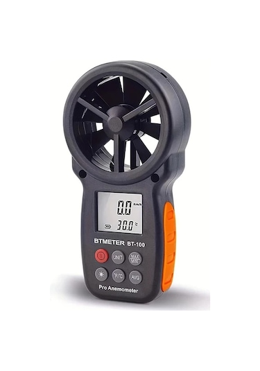 Boatshop1 Bt 100 Siyah Dijital El Tipi Anemometre Ruzgar Hizi Olcumu Sicaklik Ve Ruzgar Sogutma Arka Işıklı Lcd Ekran