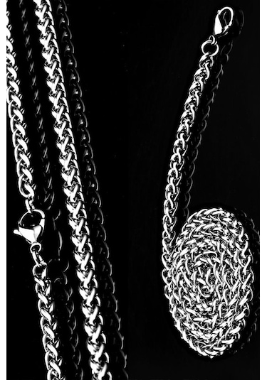 Ince Yuvarlak Erkek Çelik Kolye Zincir 2 Mm 56 Cm Eck12 Beyaz