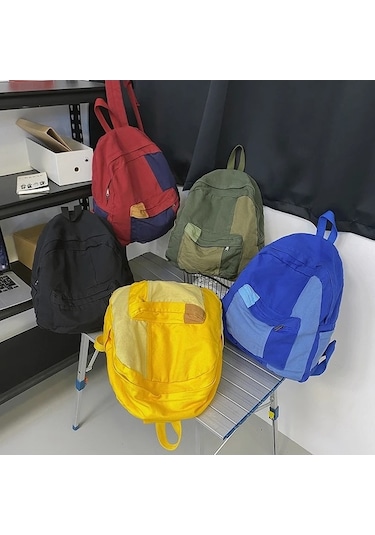 Zyzqstore Moda Panelli Kadın Sırt Çantası - Kawaii Kız Seyahat Kitap Çantası, Çok Renkli Çok Renkli