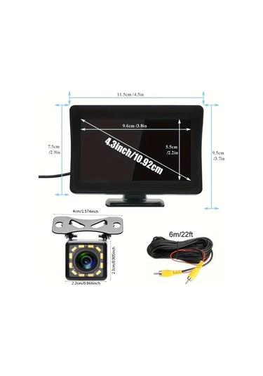 Elmpaly Winpartners 10.92 Cm Araç Park Sensörü Kamera Ve Ekran Seti Gece Görüşlü 12v Suv Karavan