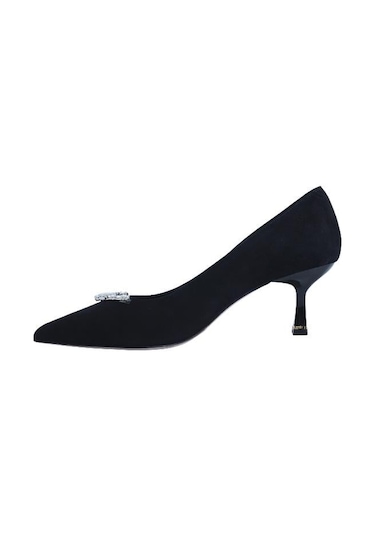 Poletto Hakiki Deri Sıyah Ayakkabı Stiletto 9841 128-2438 Siyah