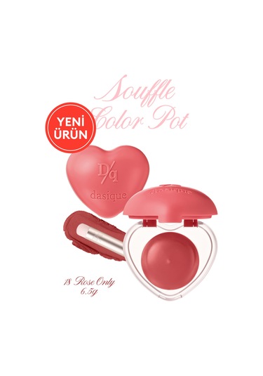 Dasique Kalp Tasarımlı Yoğun Pigmentli Köpük Yapılı Kadife Bitiş Sunan Ruj Souffle Color Pot 18 Rose Only 18 Rose Only