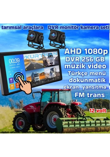 2 Adet Ahd 180 Derece Balık Gözü Kamera Dvr Dokunmatik Ekran Video Müzik 12 Volt
