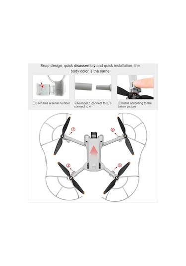 Djı Mini 3 Pro İçin Startrc Drone Pervane Koruyucu Koruma Karşıtı Koruma Karşıtı Yüzük Gri
