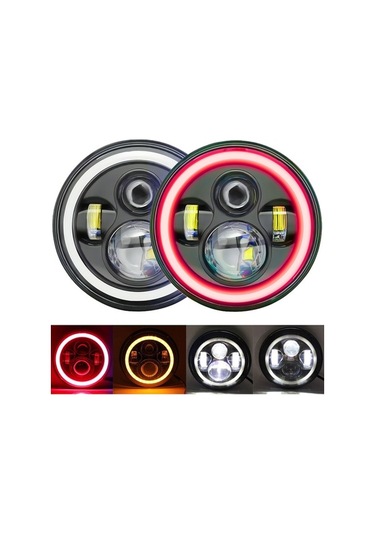 Flybuy Adet 7 Araba Motosiklet Led Far Drl/çevirme Sinyali/kısa/uzun Far Kırmızı A Siyah Siyah