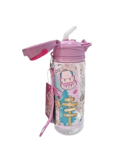 Barbie Matara 500 Ml - Çocuk Suluk, Matara, Pipetli Suluk, Askılı Suluk Barbie Matara