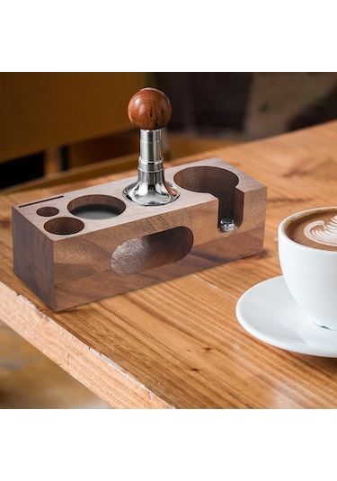 Suntek Kaymaz Kahve Tamping Espresso İstasyonu Ev Bar Barista Espresso Araçları 58mm Ceviz