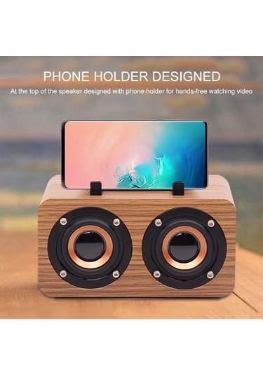 Samdoo Ahşap Kasa Retro Bluetooth Hoparlör - Fm Radyo, Tf Kart, Aux Desteği, Taşınabilir Tutamak Ve Telefon Tutucu - Ft-4002