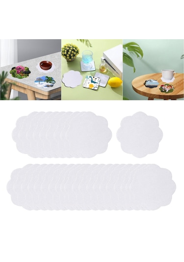 Homyl 30 Adet Boş Coaster Süblimasyon Isı Transfer Baskı Beyaz