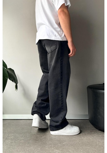 Flaw Çizgi Detay Baggy Jean Siyah Siyah