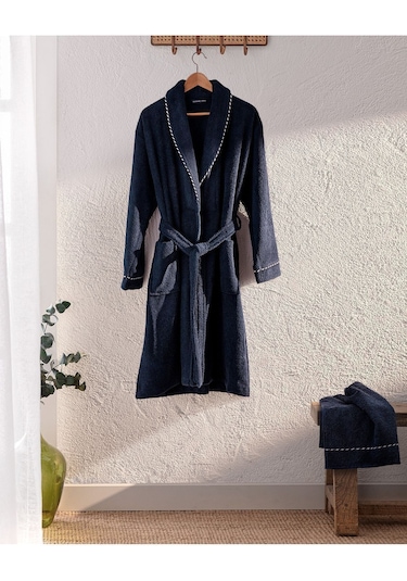 Jack Şalyaka Unisex Bornoz Set Lacivert