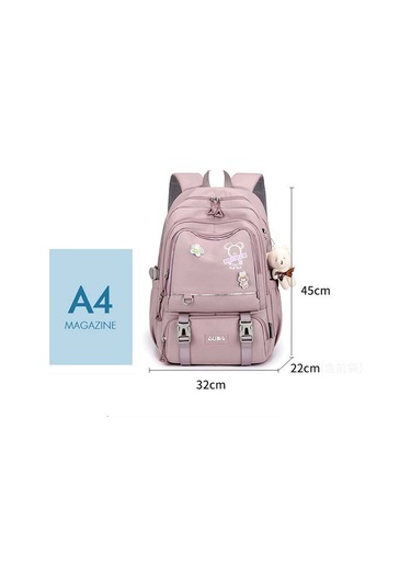 Kangvka Genç Kızlar İçin Nylon Okul Çantası - Geniş Hacimli, Hafif, Omuz Ağrısı Önleyici, Spor & Seyahat Çantası - Mavi Çok Renkli