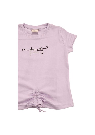 Nakışlı Fitilli Beauty Queen Tshirt Lila 001