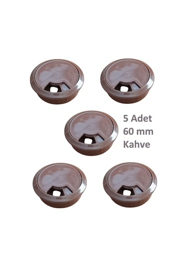 Adilon Masa Üstü Kablo Kanalı Deliği Kapağı Kahverengi Masa Kapağı 6 Cm 5 Adet