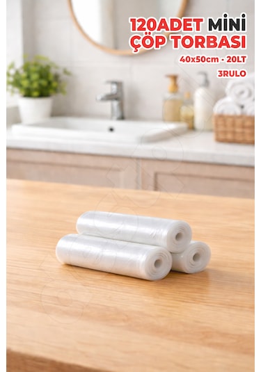 120 Adet Mini Boy Çöp Torbası - Ekstra Sağlam - Renkli 40x50cm 20lt