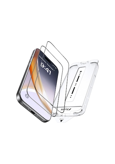İphone 17 Uyumlu Raptic Air Glass 2.5d Ekran Koruyucu 2 Adet + Kolay Uygulama Aparatlı Şeffaf