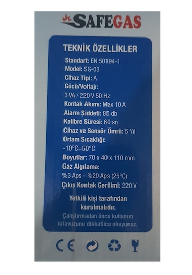 Safegas Gaz Doğalgaz , Lpg Alarm Cihazı