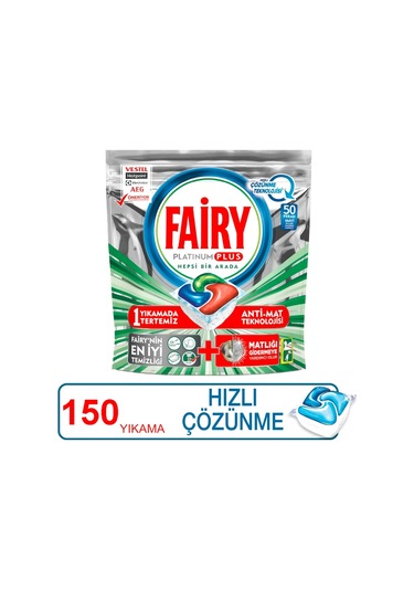 Fairy Platinum Plus Hepsi Bir Arada Bulaşık Makinesi Deterjanı 3 x 50 Tablet