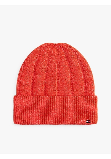 Tommy Hilfiger Th Flag Fluffy Beanıe Kadın Turuncu Bere - Aw0aw17779