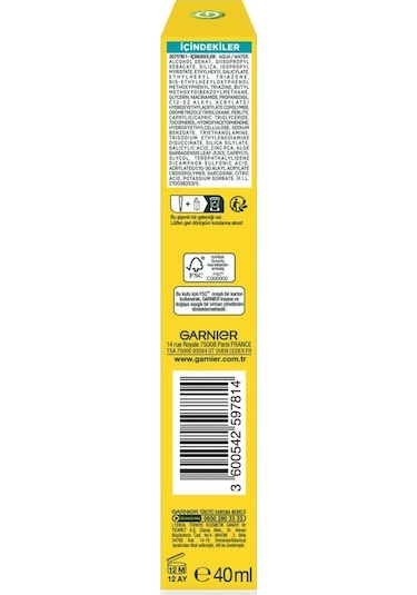 Garnier BHA + Niasinamid Fluid Günlük Güneş Koruyucu Yüz Kremi SPF50+ 40 ML