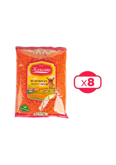Korcan Kırmızı Mercimek 8 x 1 KG