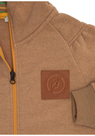 Recycle Pamuk Şardonlu Kapüşonlu Terrosso Kız Çocuk Ceket Açık Kahverengi