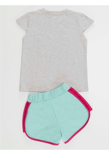 Denokids Mushi Çiçekli Unicorn Kız T-Shirt Şort Takım Çok Renkli