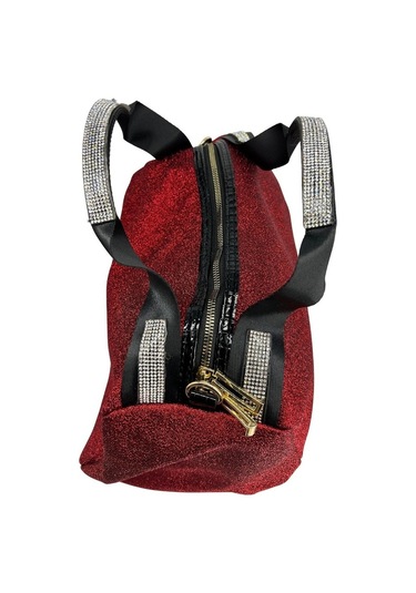 Sentt Parlak Süet Simli Taşlı Çanta-Kırmızı