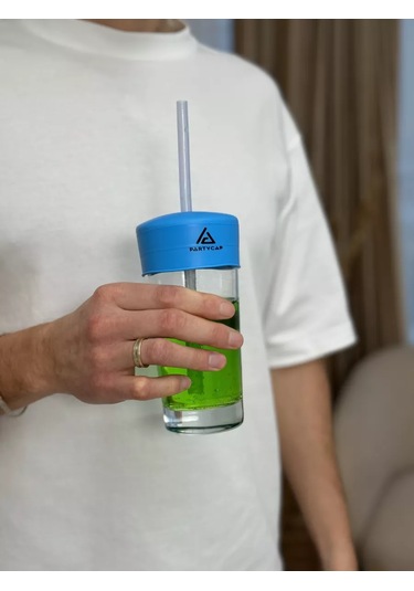 Partycap Bardağa Takılan, Yaylanabilir, Pipetli Silikon Kapak 218923794