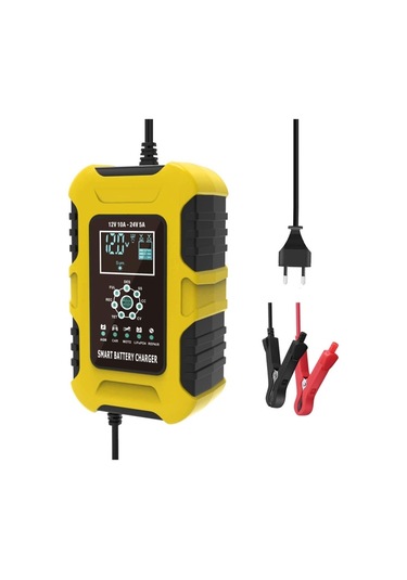 Foxsur 10a 12v 7-segment Motosiklet/araba Akıllı Akü Şarj Cihazı Sarı