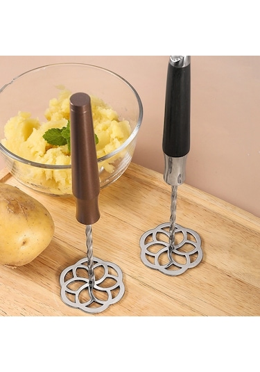 Cbtx Ahşap Saplı 316l Paslanmaz Çelik Patates Ezici Kalınlaşmış Taro Ezme Aletleri Çok Renkli