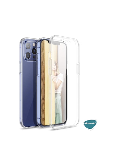 Microsonic Apple iPhone Uyumlu 15 Pro Kılıf 6 Tarafı Tam Full Koruma 360 Clear Soft Şeffaf -
