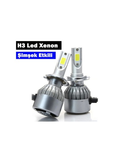 H3 Led Xenon Far Ampulü Beyaz Işık Şimşek Etkili C6 Kasa