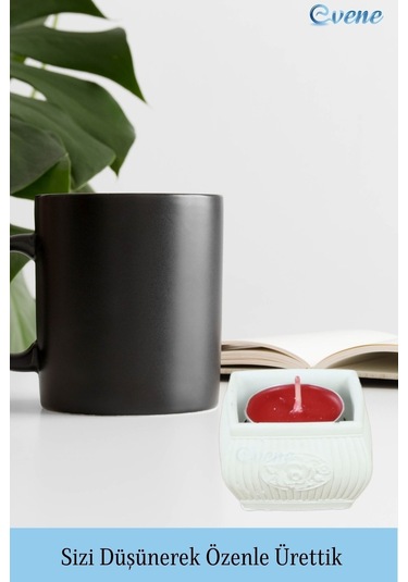 Eskitme Mumluk Şamdan Tealight Mum Uyumlu Mini Çizgili Çiçekli Model - Beyaz