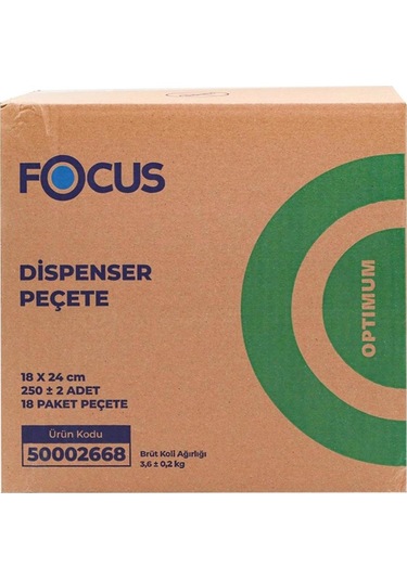 Focus Optimum Masa Üstü Dispenser Peçete 18 X 24 Cm 250 Yaprak - 18 Adet 50002668 Beyaz