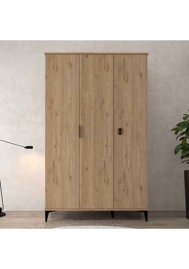 6301 Neva 3 Kapılı 200 Cm Gizli Çekmeceli Gardırop , Elbise Dolabı , Genç Odası Sepet