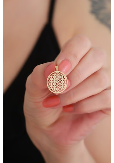 Bayar Gold 14 Ayar Altın Yaşam Çiçeği Kolye Ucu 1,7 Cm Sarı Altın