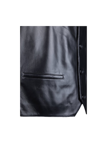 Tamer Tanca Erkek Hakiki Deri Siyah Yelek Deri Mont 1042 Y03 Erk Derı Yelek Sk24/25 Sıyah Zıg Siyah