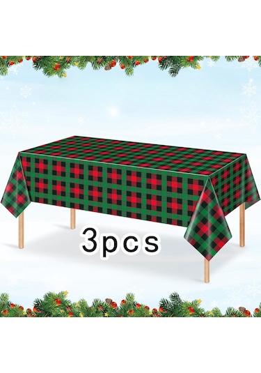 Suntek Yılbaşı Tek Kullanımlık Masa Örtüsü Tatil Su 3 Adet Küçük Kareli