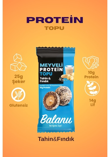 Meyveli Tahinli & Fındıklı Protein Topları 55gr X3 Adet
