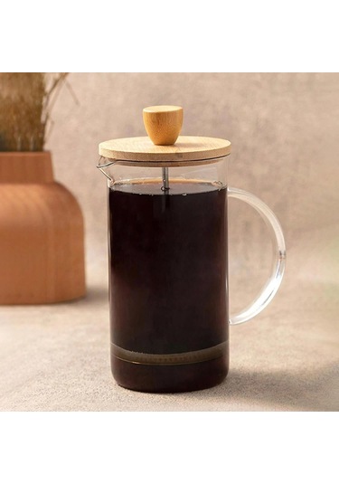The Mia Bambu Kapaklı French Press 350 Ml Cam0327 Renkli